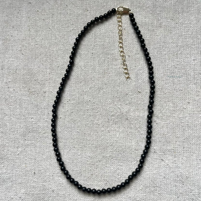 Obsidian 4mm Beaded Necklace - Protection