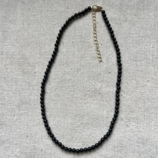 Obsidian 4mm Beaded Necklace - Protection
