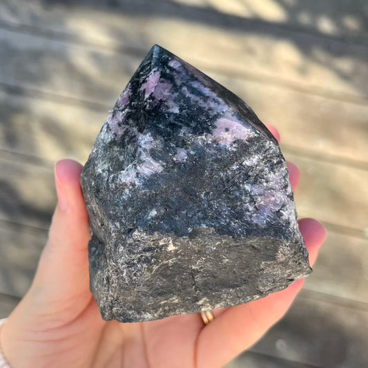 Black Vein Rhodonite Raw Point Crystal - Compassion, Love