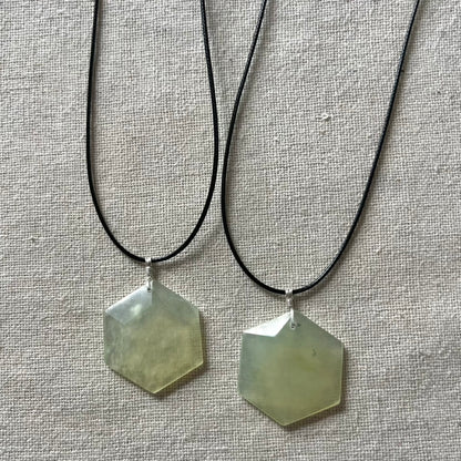 Jade Hexagon Pendant - Sterling Silver