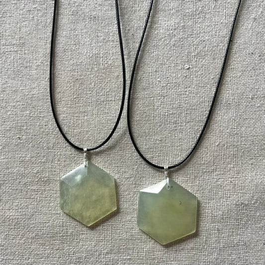 Jade Hexagon Pendant - Sterling Silver