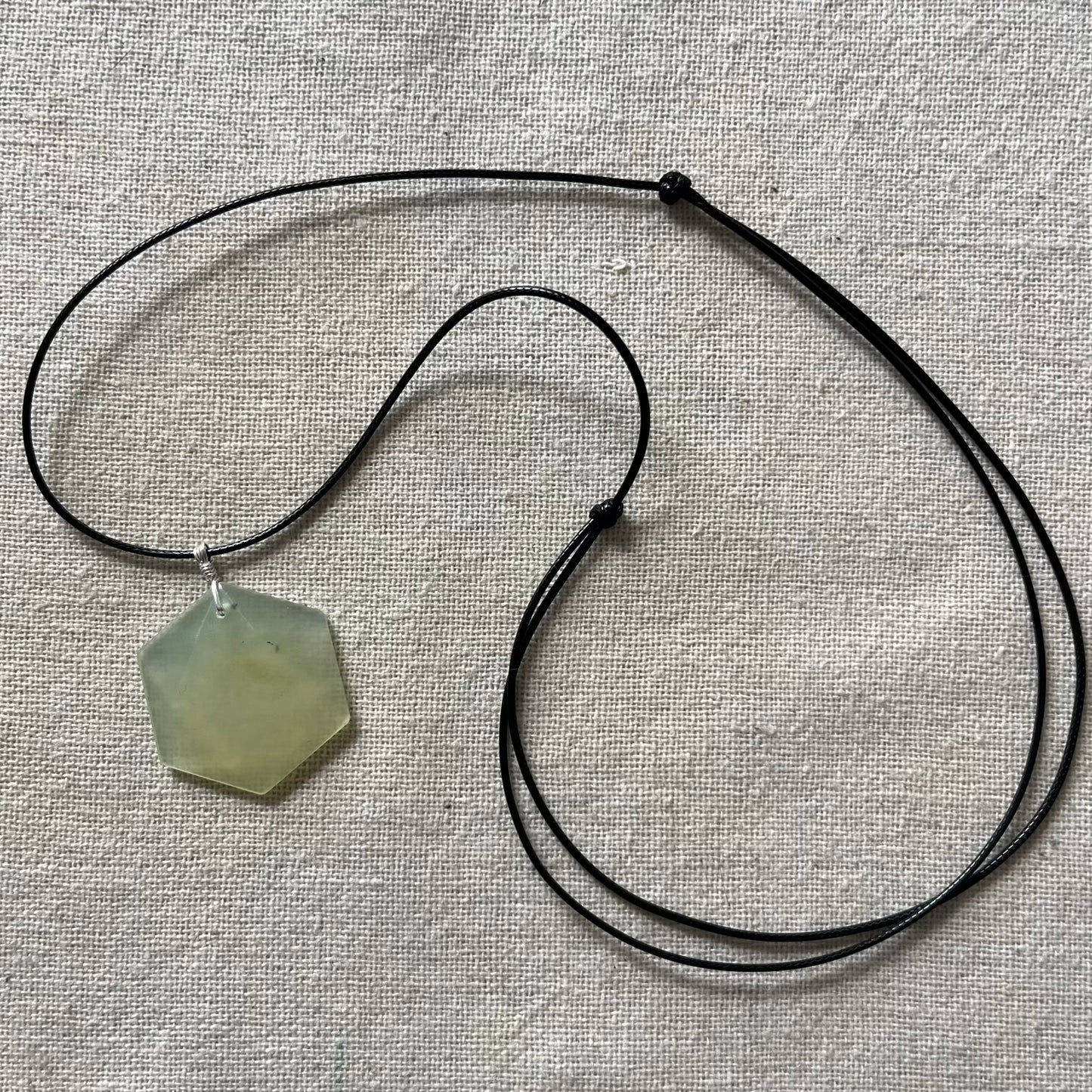 Jade Hexagon Pendant - Sterling Silver