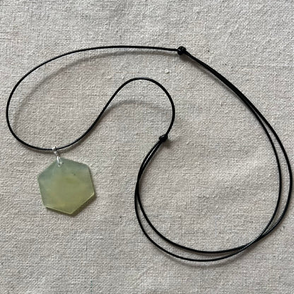 Jade Hexagon Pendant - Sterling Silver