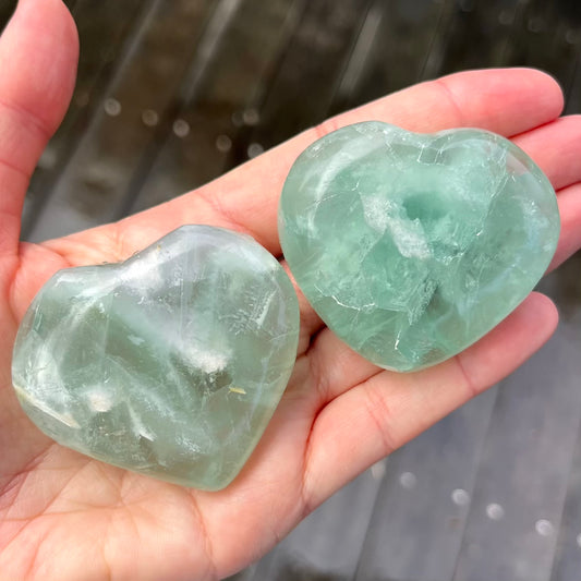 Green Fluorite Heart Crystal - Calm, Cleansing, Harmony