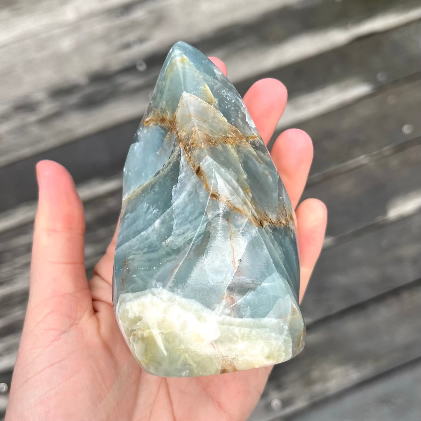 Blue Onyx Medium Flame Crystal - Calm, Peace, Grounding