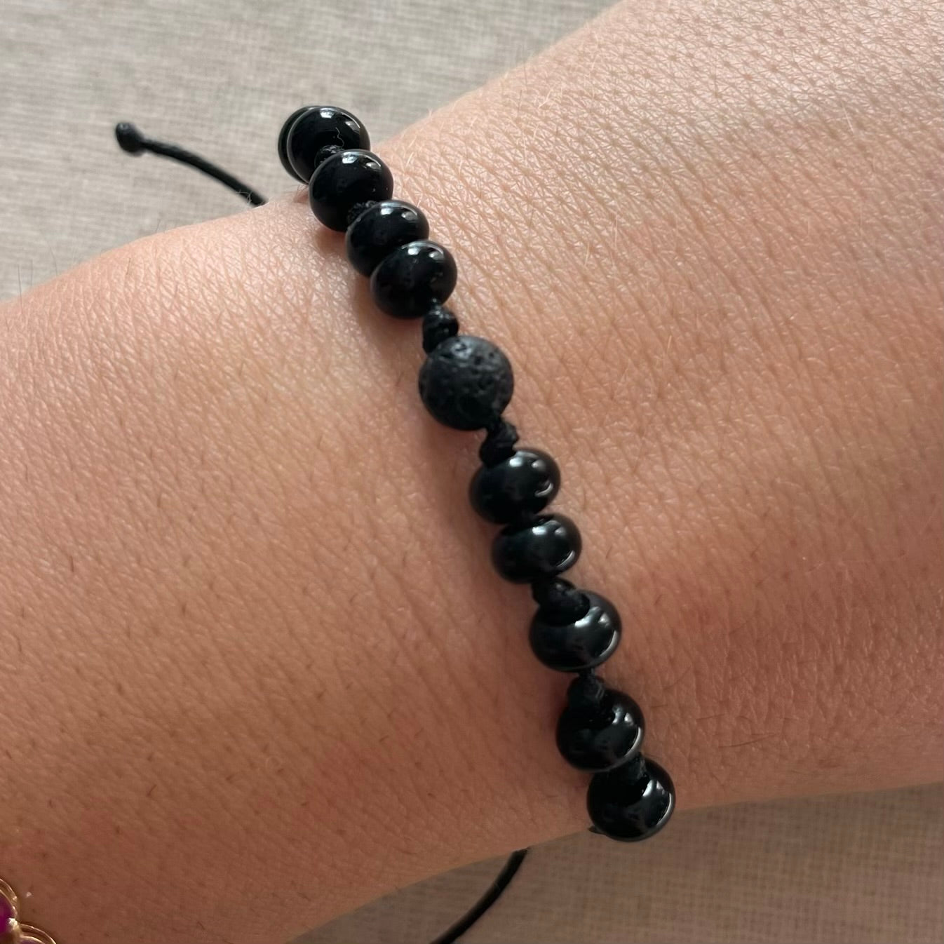 Grounding Cord Bracelet - Onyx & Lava Stone