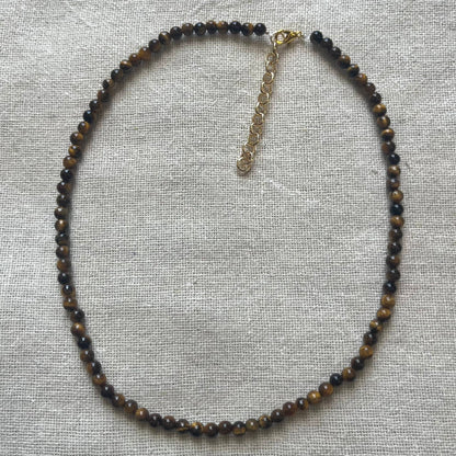 Tiger Eye 4mm Beaded Necklace - Balance