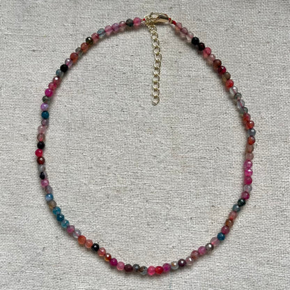 Coloured Agate 4mm Facet Beaded Necklace - Stability