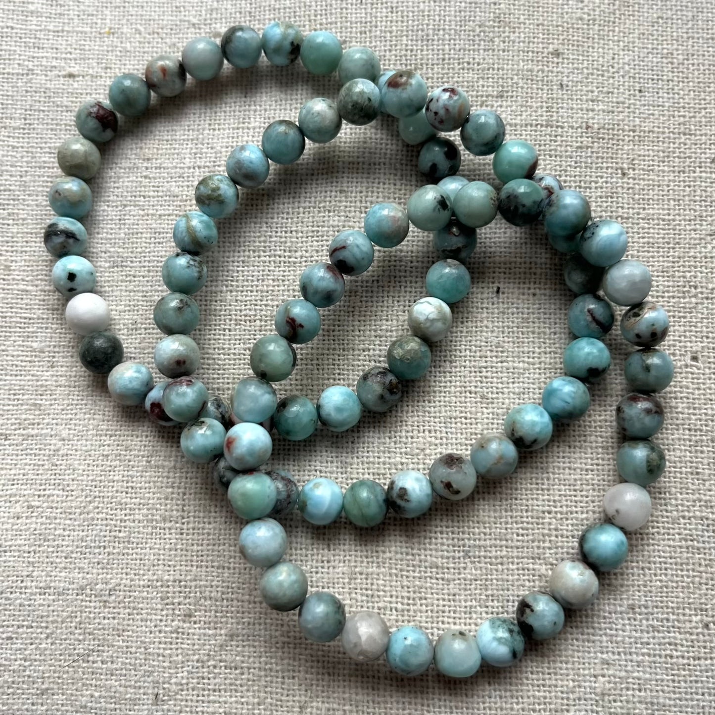 Dominican Larimar 6mm Beaded Bracelet - Tranquility