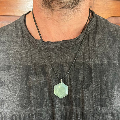 Jade Hexagon Pendant - Sterling Silver