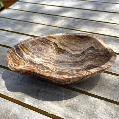 Chocolate Calcite Large Crystal Bowl - Grounding, Healing, Confidence