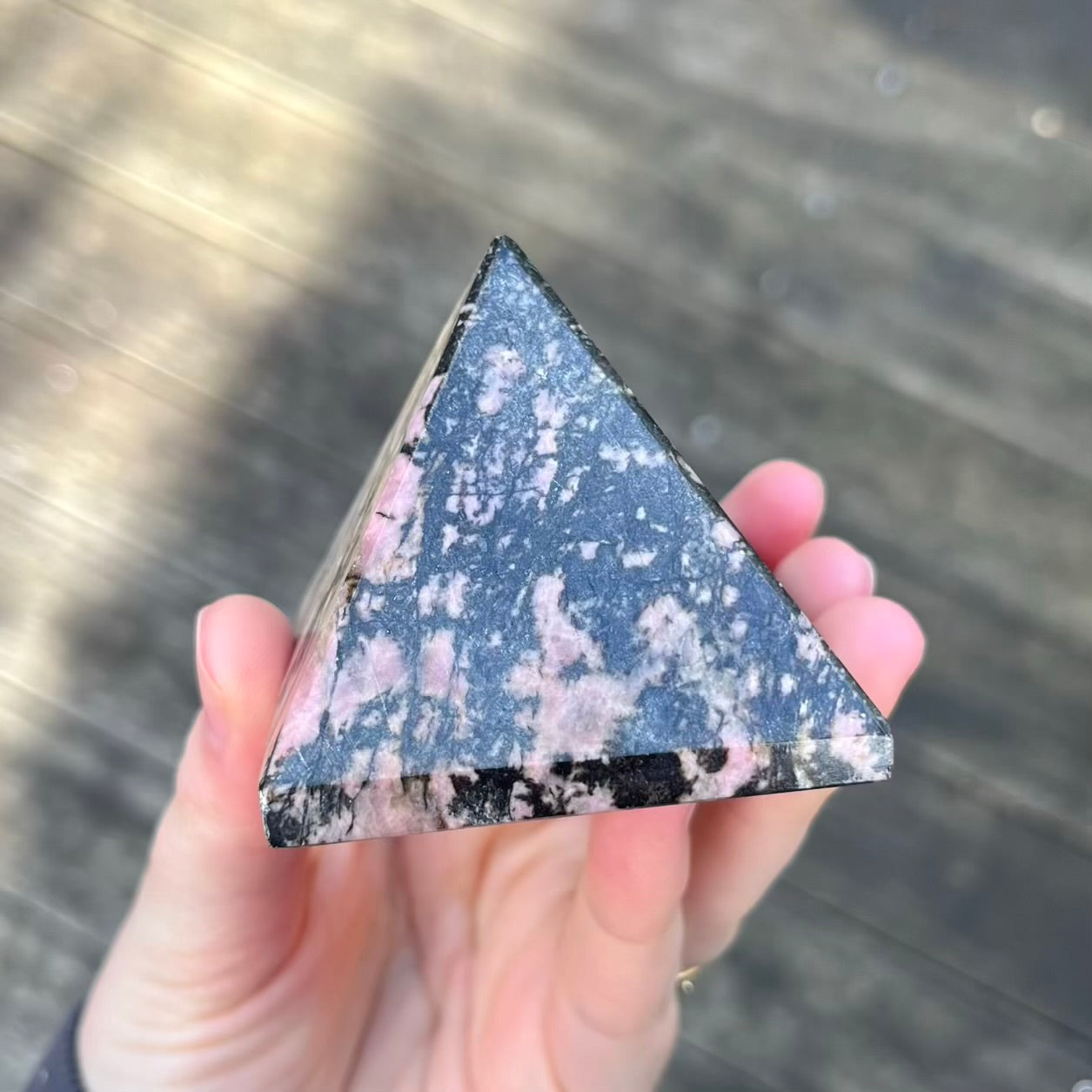 Rhodonite Medium Pyramid Crystal - Compassion, Love