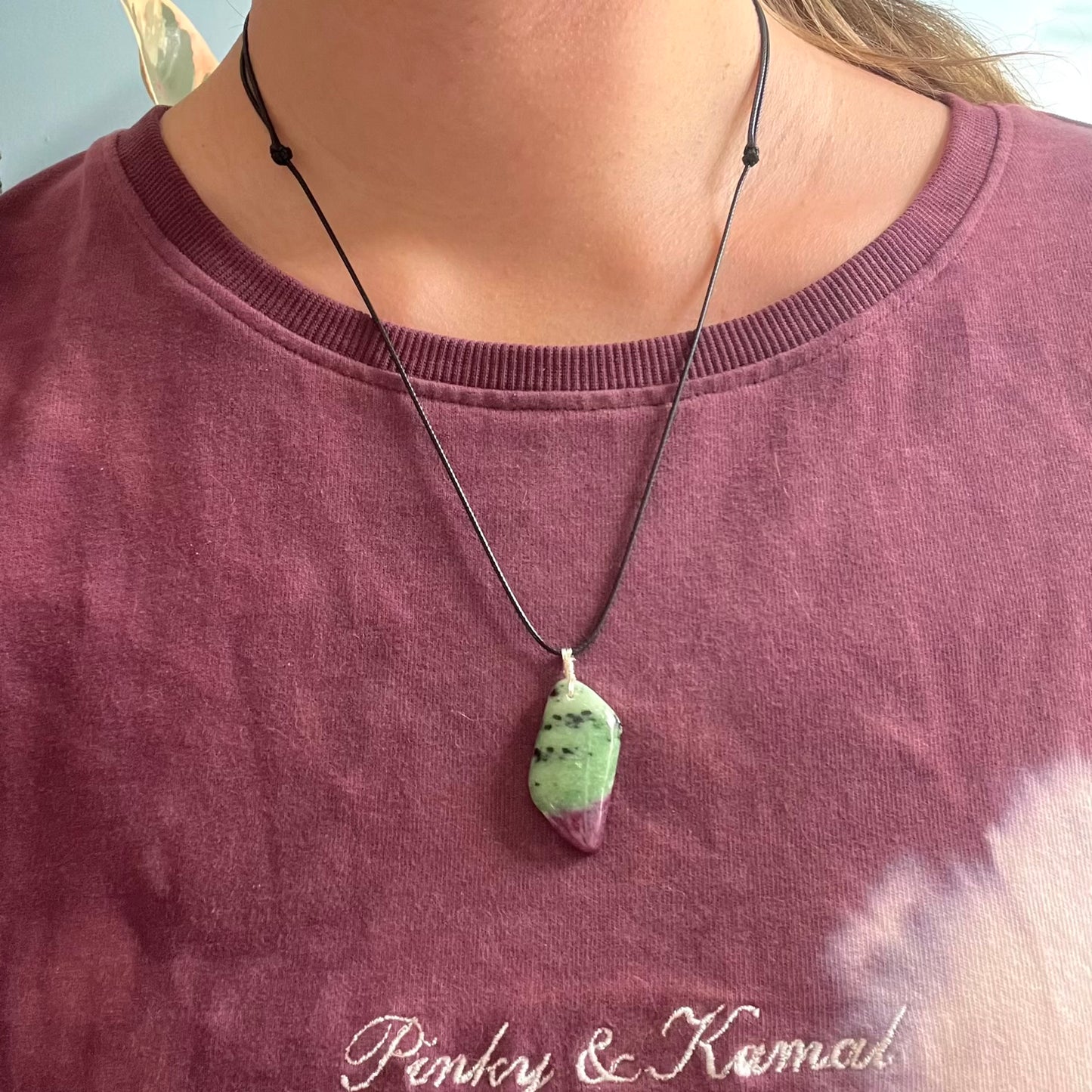 Ruby Zoisite Cabochon Pendant - ONE OF A KIND