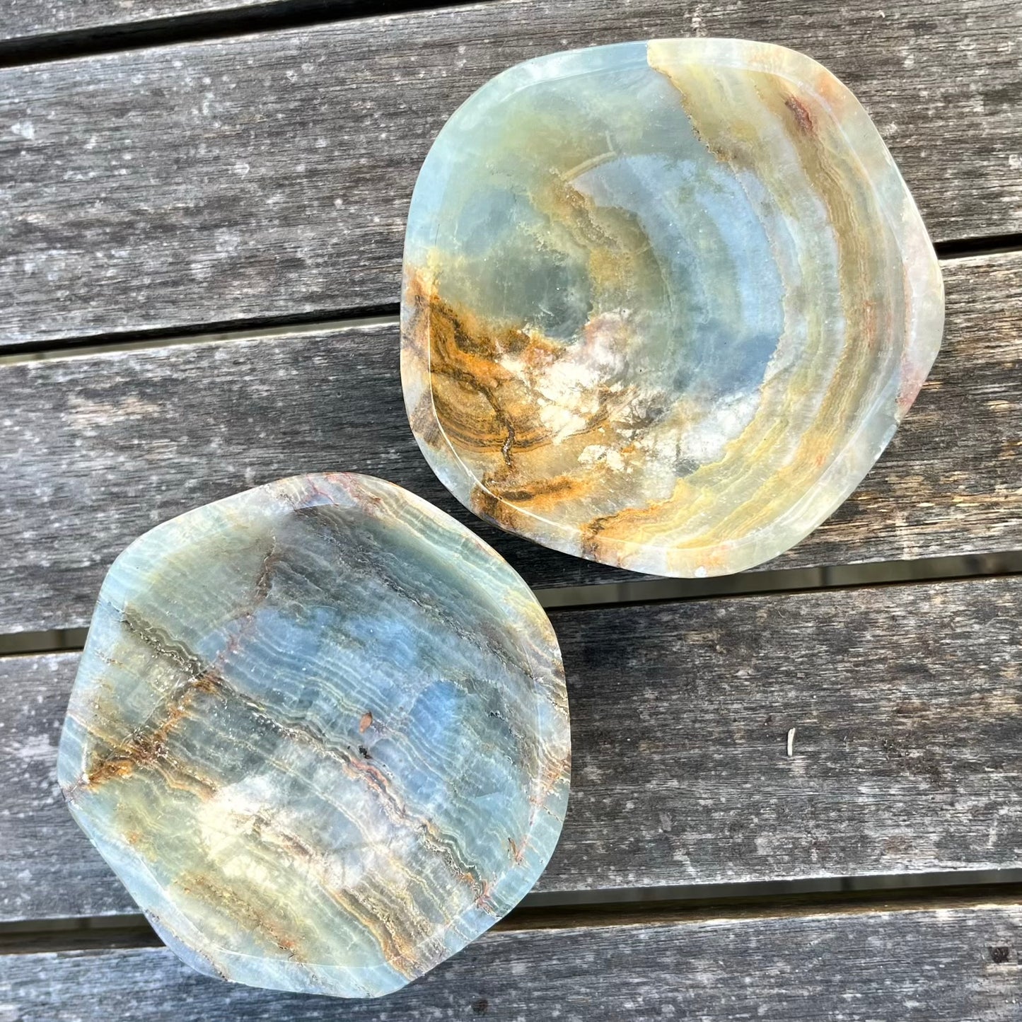 Blue Onyx Small Curve Crystal Bowl - Calm, Peace, Grounding