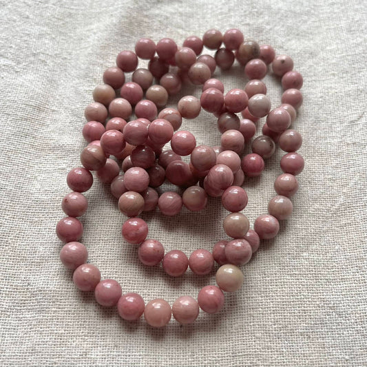 Rhodochrosite 8mm Beaded Bracelet - Compassion