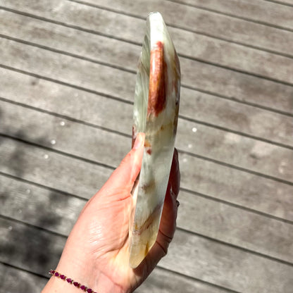 Green Onyx Large Heart Crystal Dish - Protection, Grounding, Strength