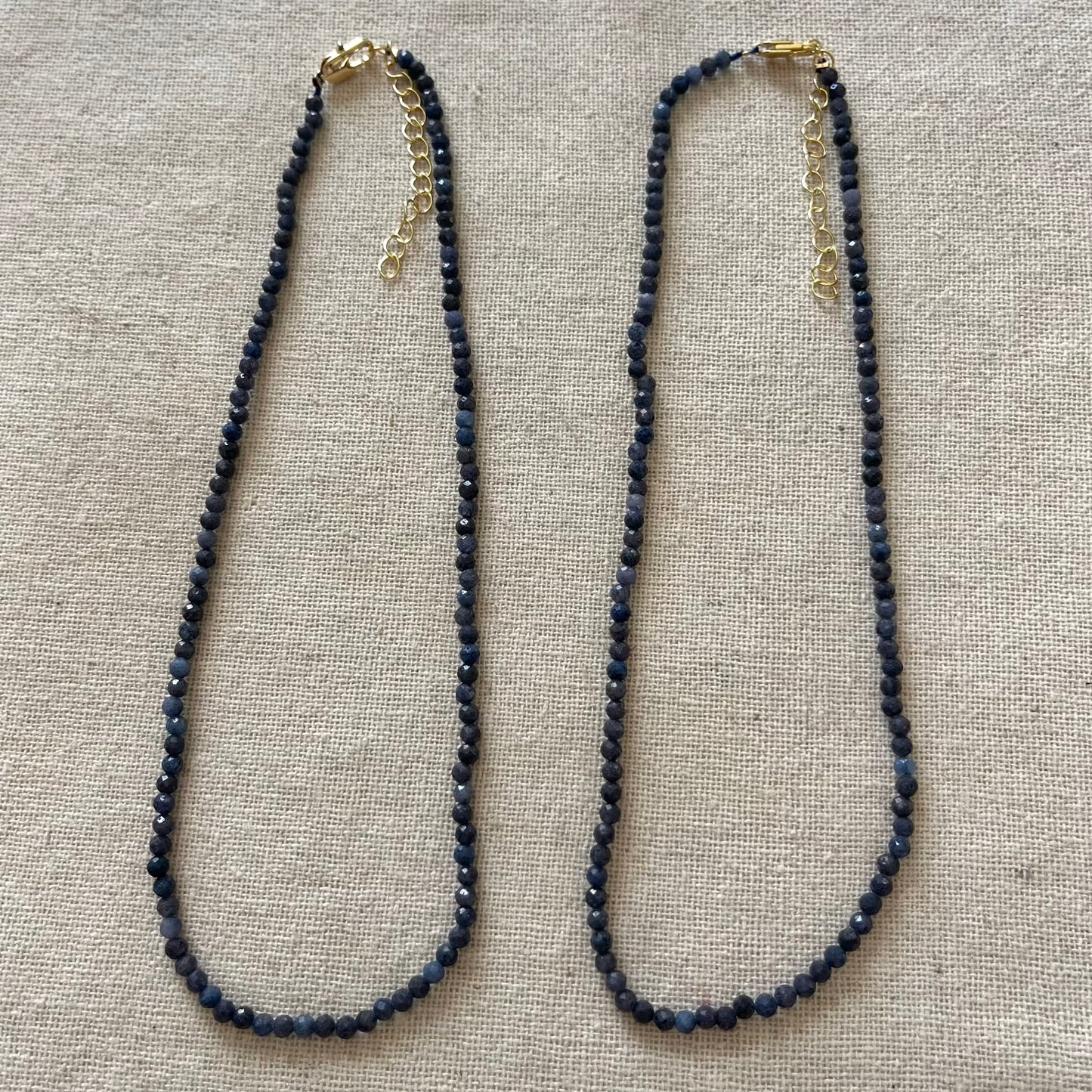 Blue Sapphire 3mm Facet Beaded Necklace - Spiritual Insight