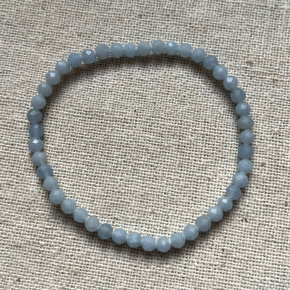 Angelite 4mm Facet Beaded Bracelet - Peaceful