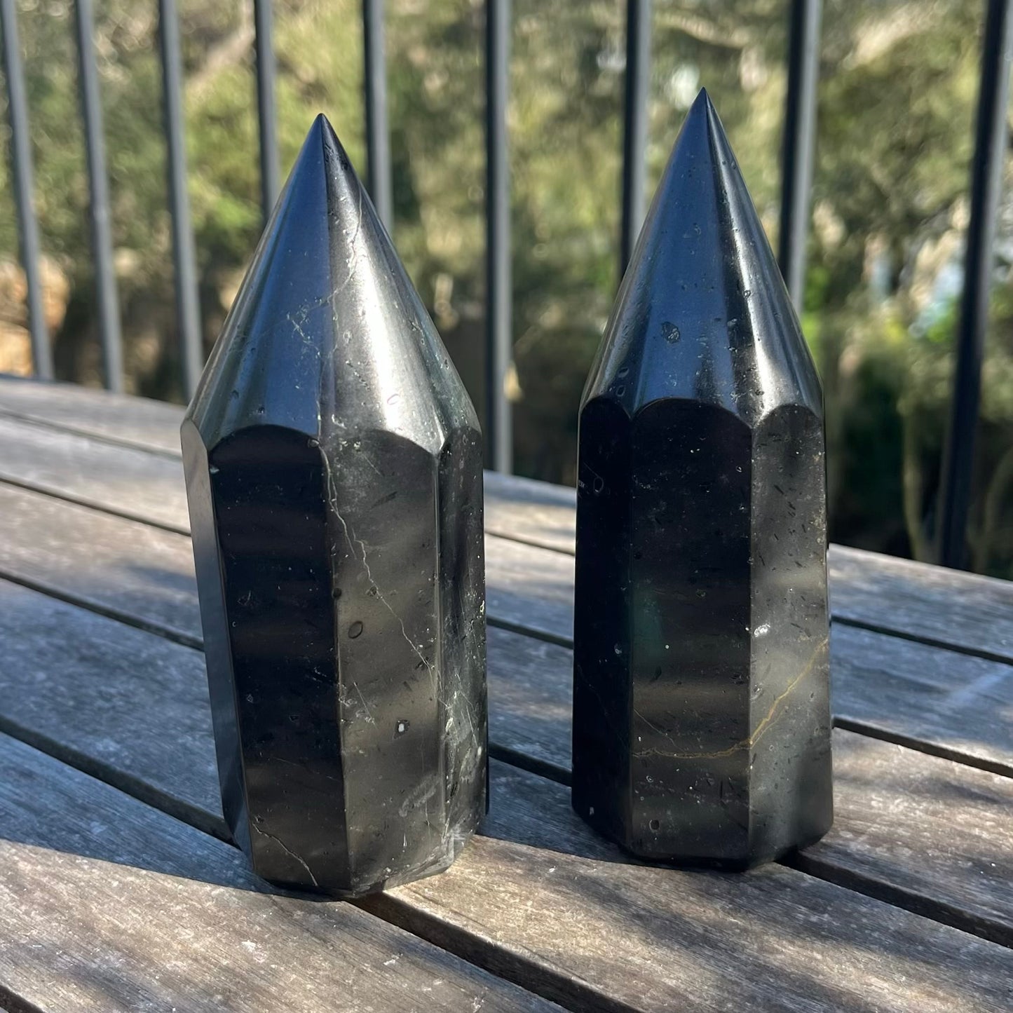 Black Tourmaline Large Point Crystal - Protection