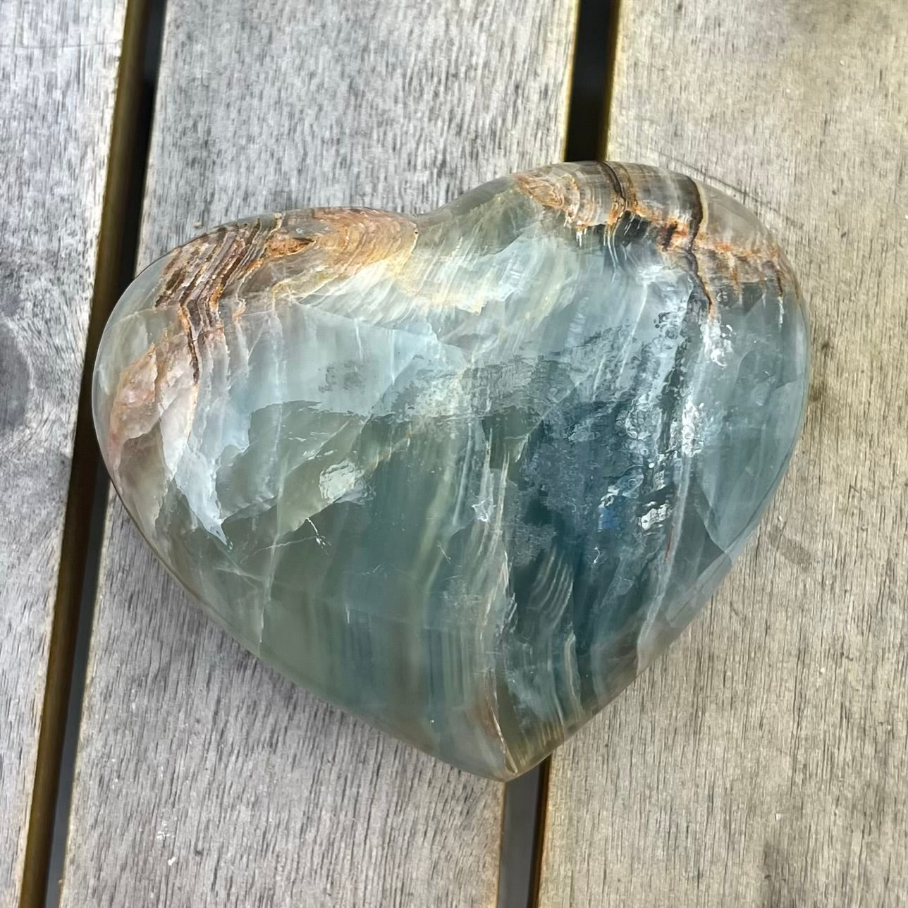 Blue Onyx Medium Heart Crystal - Calm, Peace, Grounding