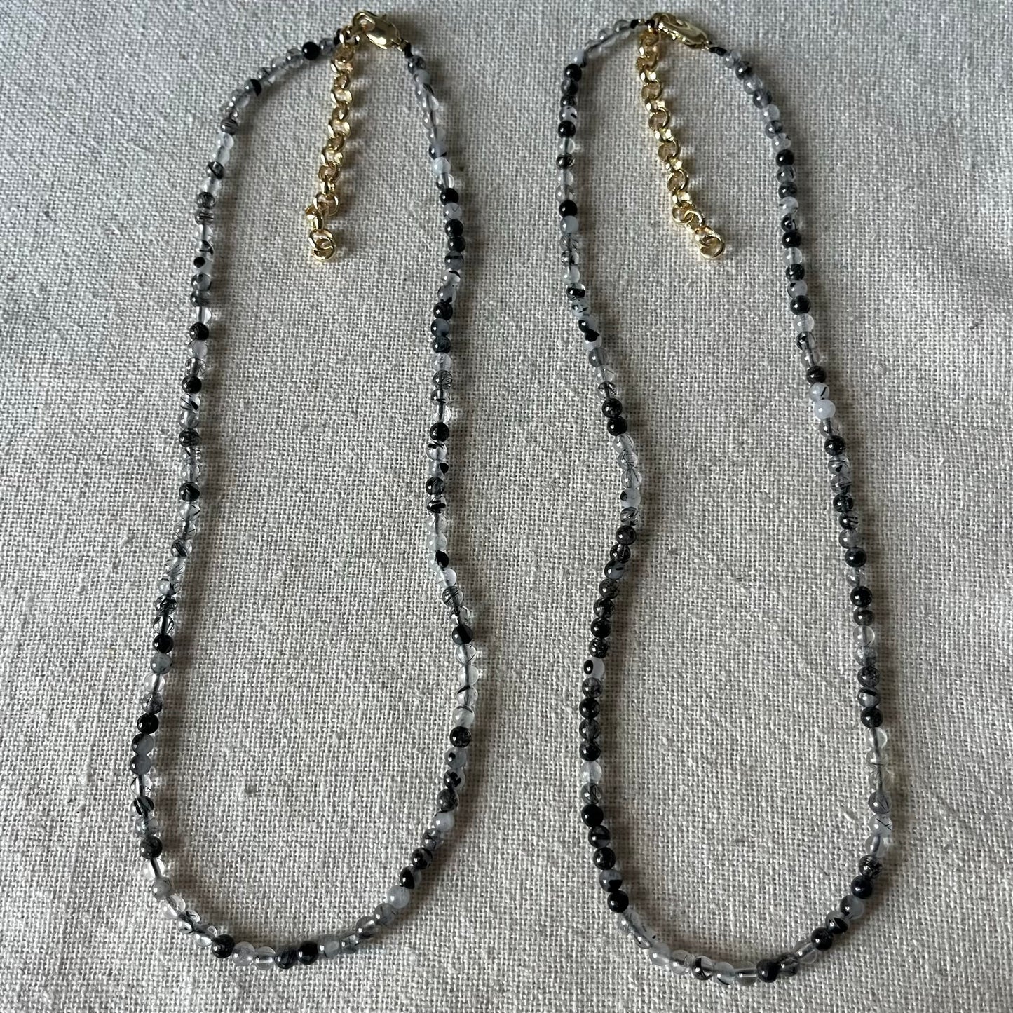Black Rutilated Quartz 3mm Beaded Necklace - Confidence