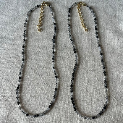 Black Rutilated Quartz 3mm Beaded Necklace - Confidence