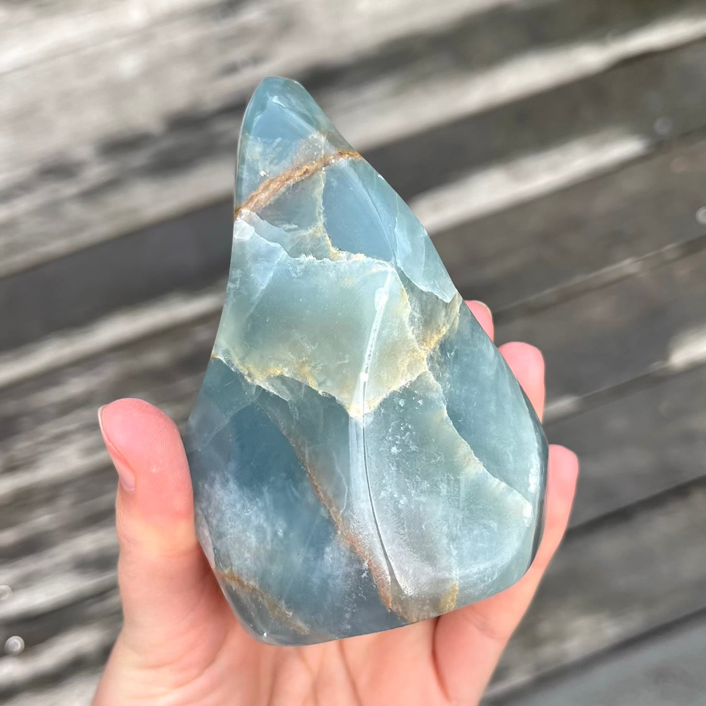 Blue Onyx Medium Flame Crystal - Calm, Peace, Grounding