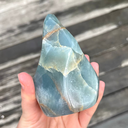 Blue Onyx Medium Flame Crystal - Calm, Peace, Grounding