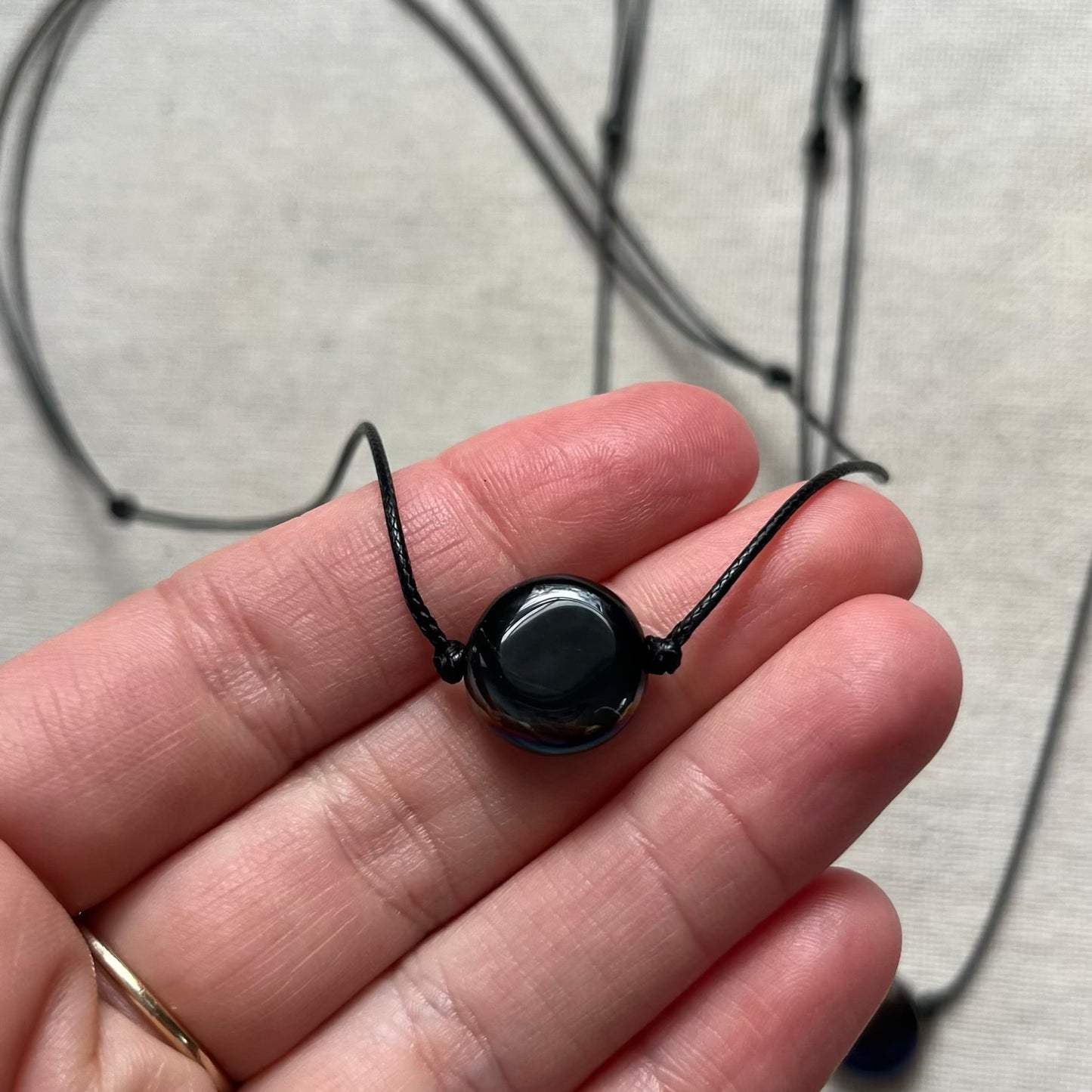 Circle Pendant - Rainbow Hematite