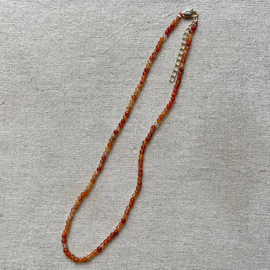 Carnelian 3mm Beaded Necklace - Vitality