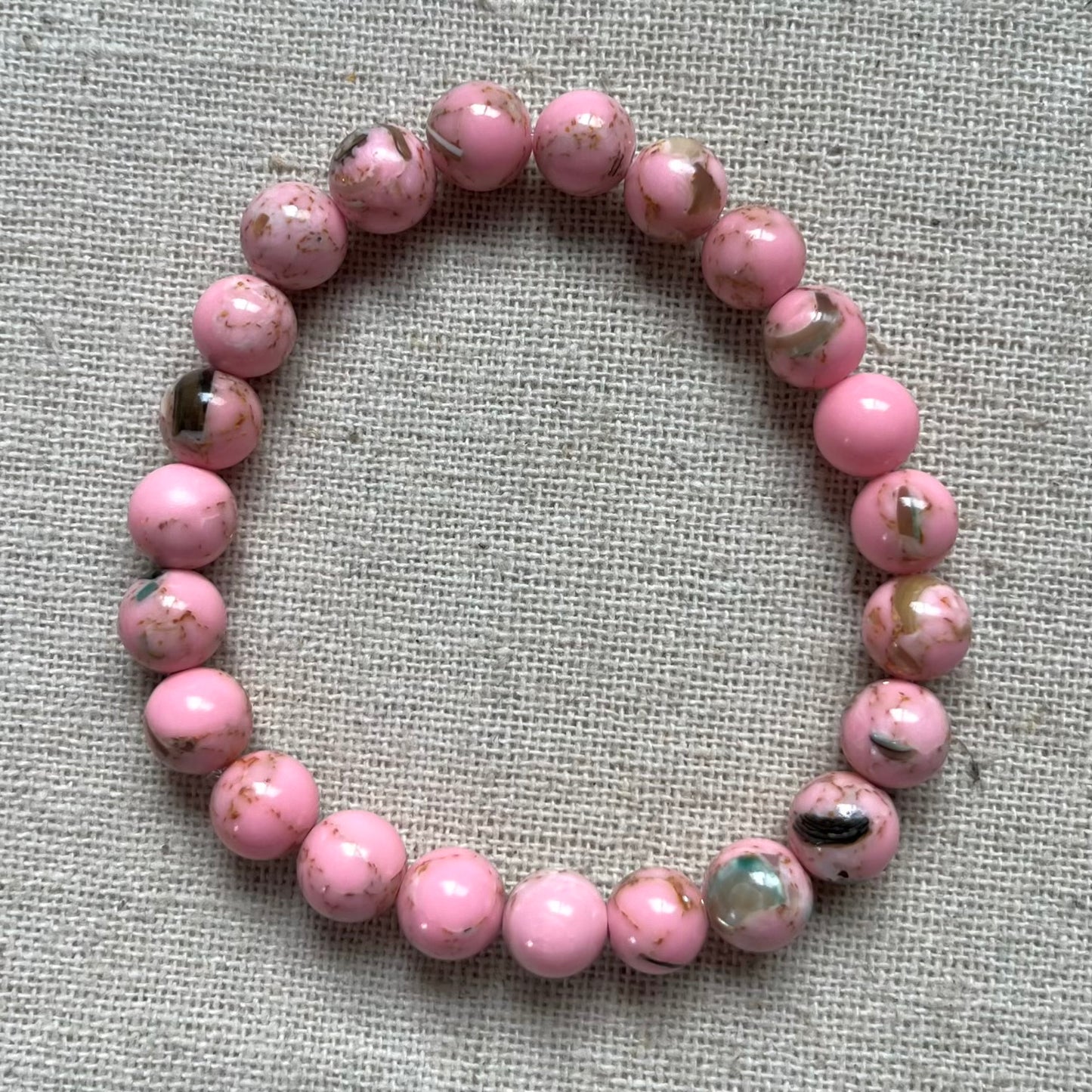 Howlite Pink Abalone Shell 8mm Beaded Bracelet - Harmonizing