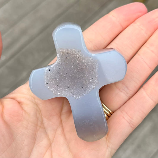 Agate Small Cross Crystal - Grounding, Harmonising, Protective