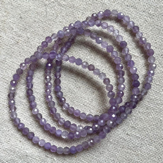 Lavender Amethyst 4mm Facet Beaded Bracelet - Serenity