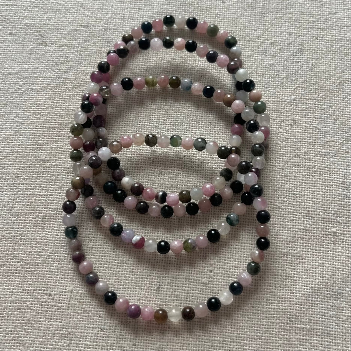 Rainbow Tourmaline 4mm Beaded Bracelet - Balance