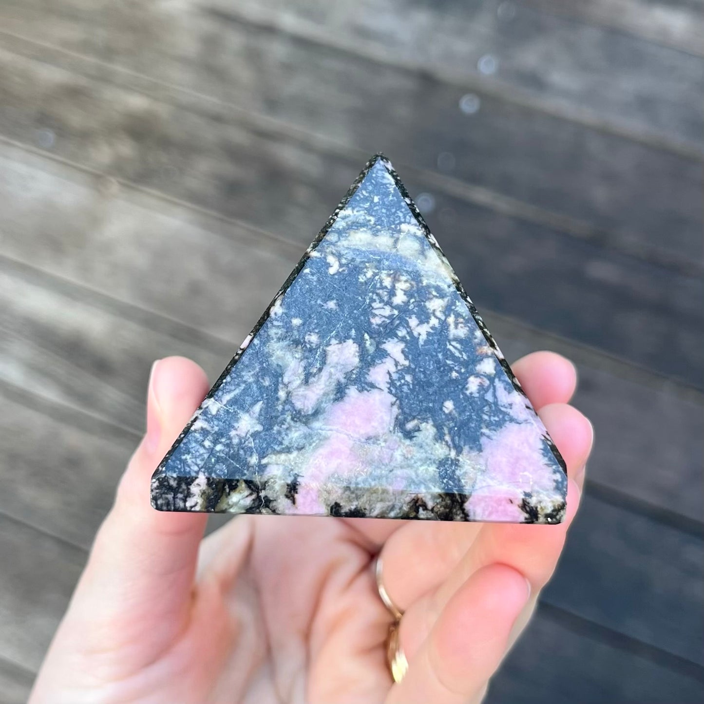 Rhodonite Medium Pyramid Crystal - Compassion, Love
