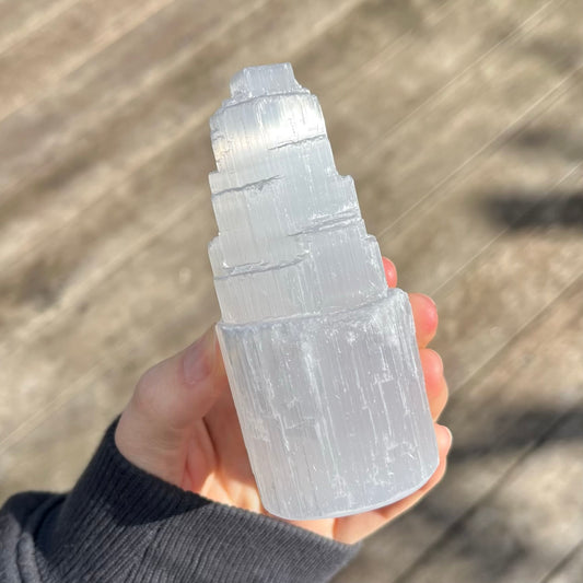 Selenite Small Raw Tower Crystal - High Vibe, Protection, Spiritual Connection