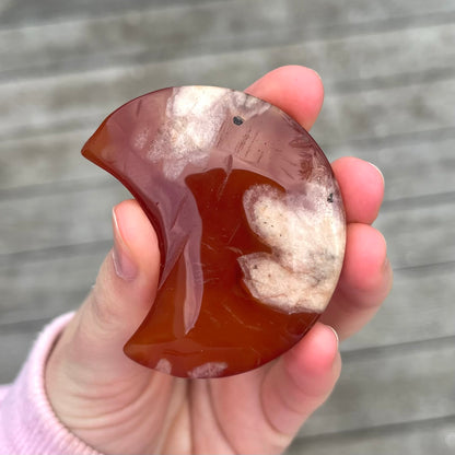 Carnelian Medium Moon Crystal - Energising, Courageous, Motivating