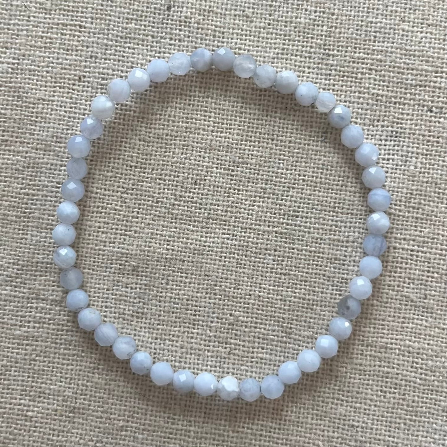 Blue Lace Agate 4mm Facet Beaded Bracelet - Soothing