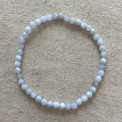Blue Lace Agate 4mm Facet Beaded Bracelet - Soothing