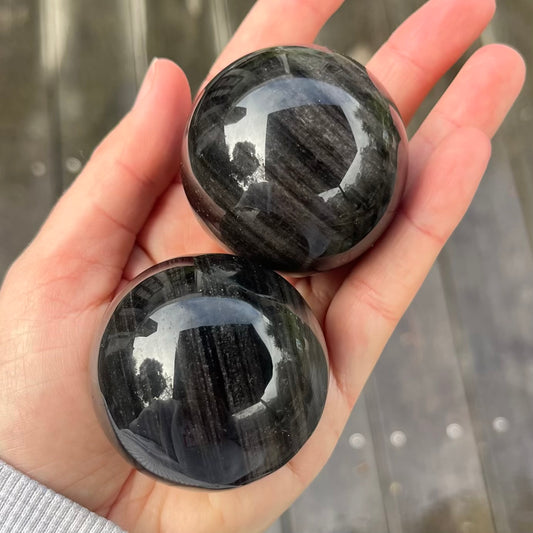 Silver Sheen Obsidian Small Sphere Crystal - Empowerment, Clarity