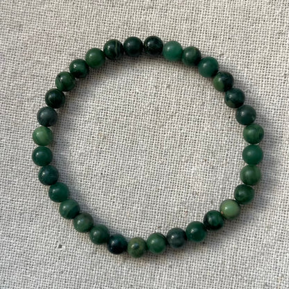 African Jade 6mm Beaded Bracelet - Luck