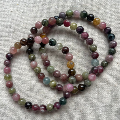 Rainbow Tourmaline 6mm Beaded Bracelet - Alignment