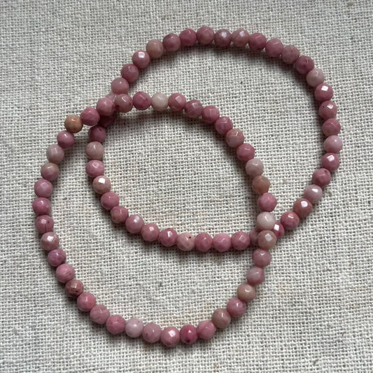 Rhodochrosite Facet 4mm Beaded Bracelet - Compassion