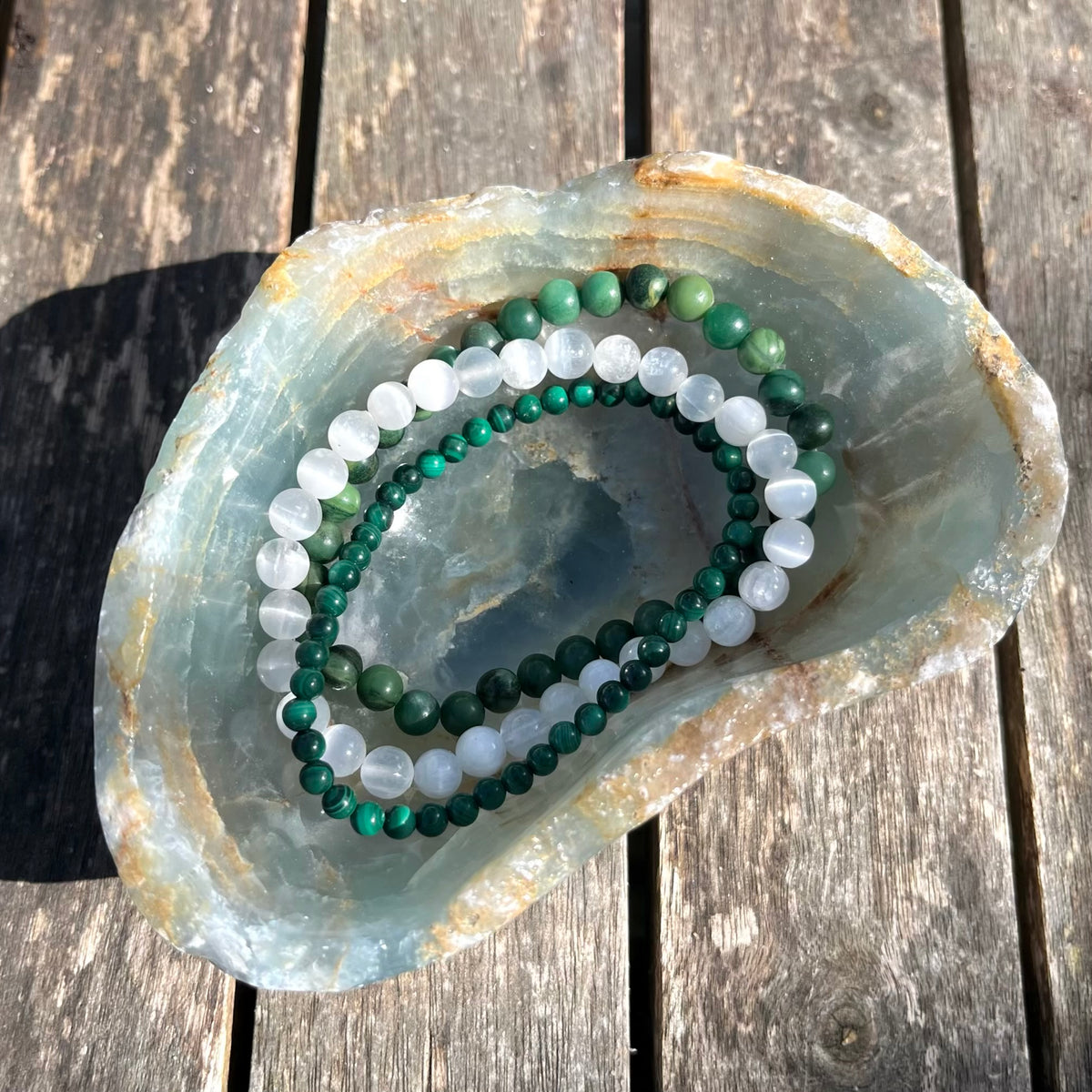 Blue Onyx Large Raw Crystal Bowl - Calm, Peace, Grounding