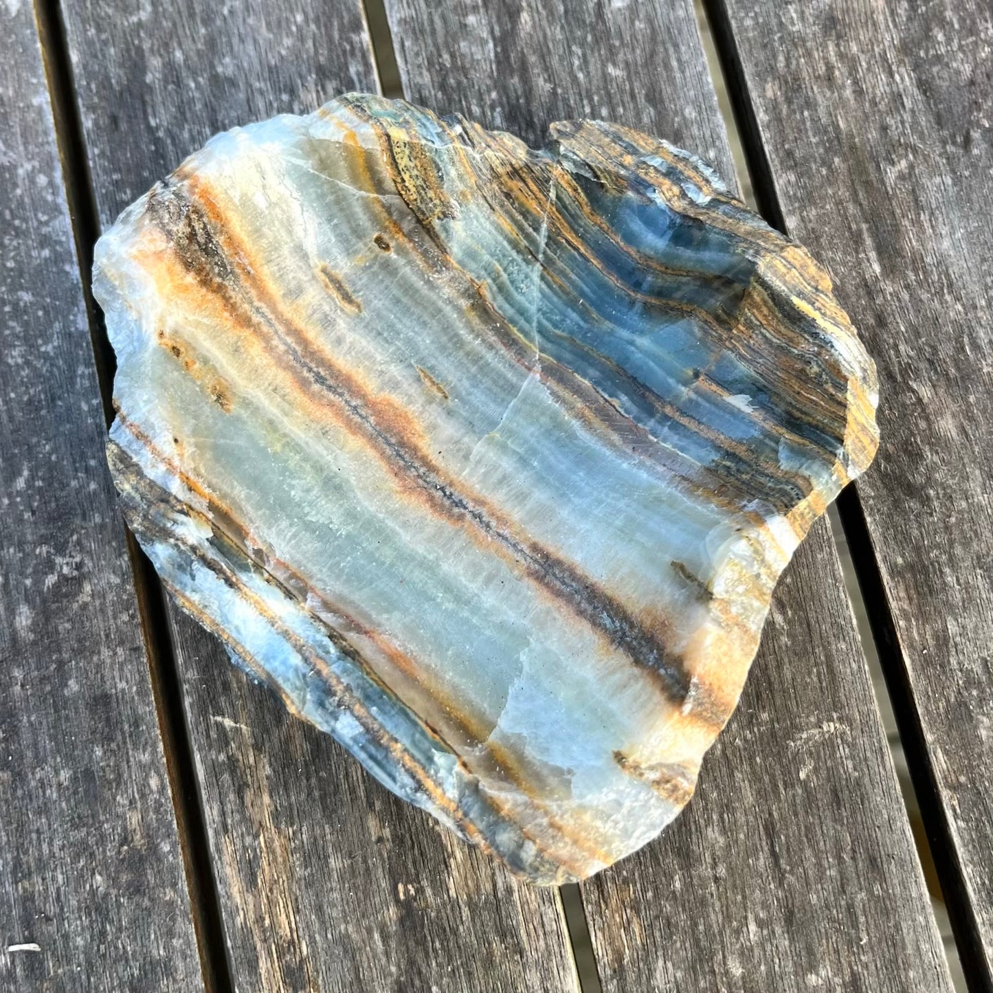 Blue Onyx Medium Rough Crystal Bowl - Calm, Peace, Grounding