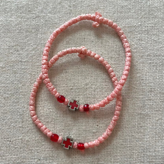 Komboskini Cross Bracelet - Pink