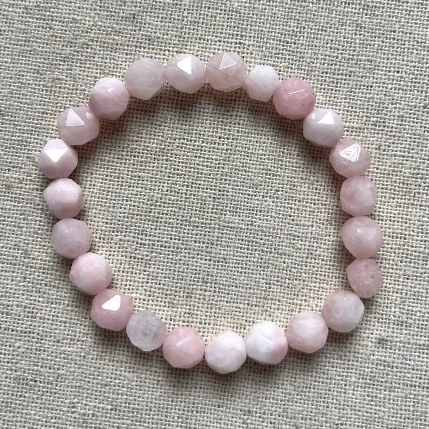 Pink Morganite 8mm Facet Beaded Bracelet - Compassion
