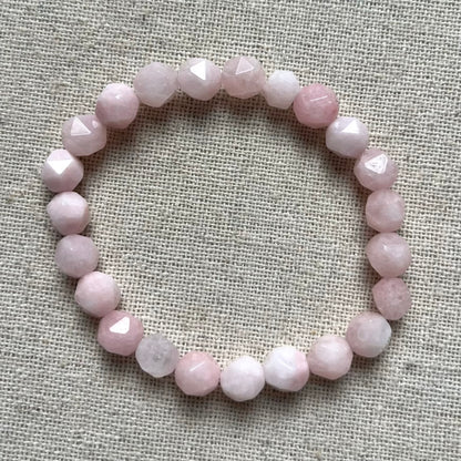 Pink Morganite 8mm Facet Beaded Bracelet - Compassion