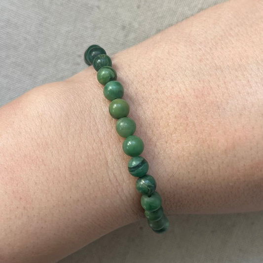 African Jade 6mm Beaded Bracelet - Luck