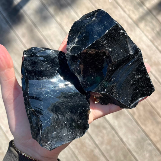 Black Obsidian Medium Raw Crystal - Protection, Grounding, Power